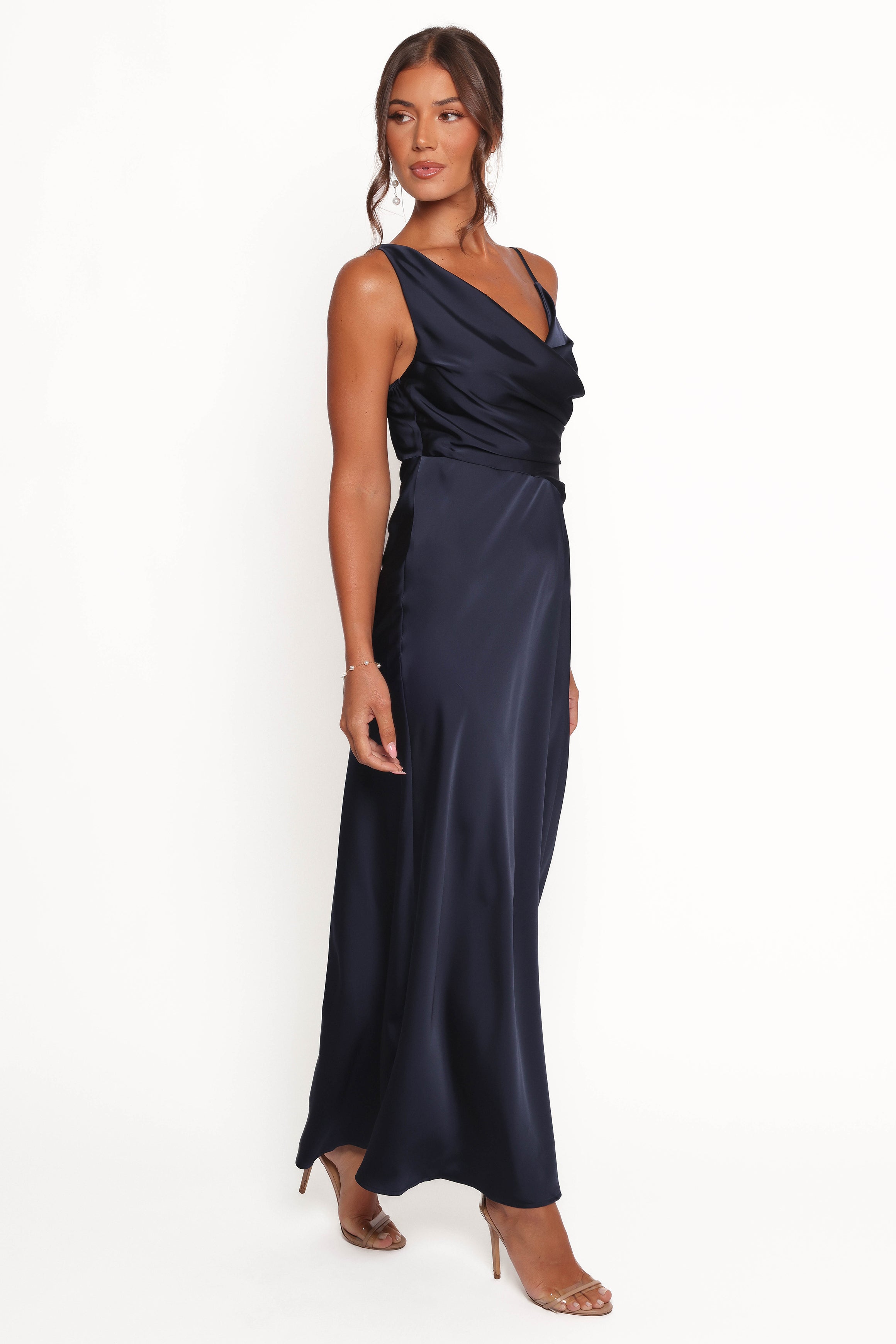 Anela Asymmetric Midi Dress - Navy