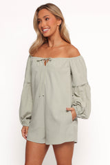 Anette Long Sleeve Romper - Sage