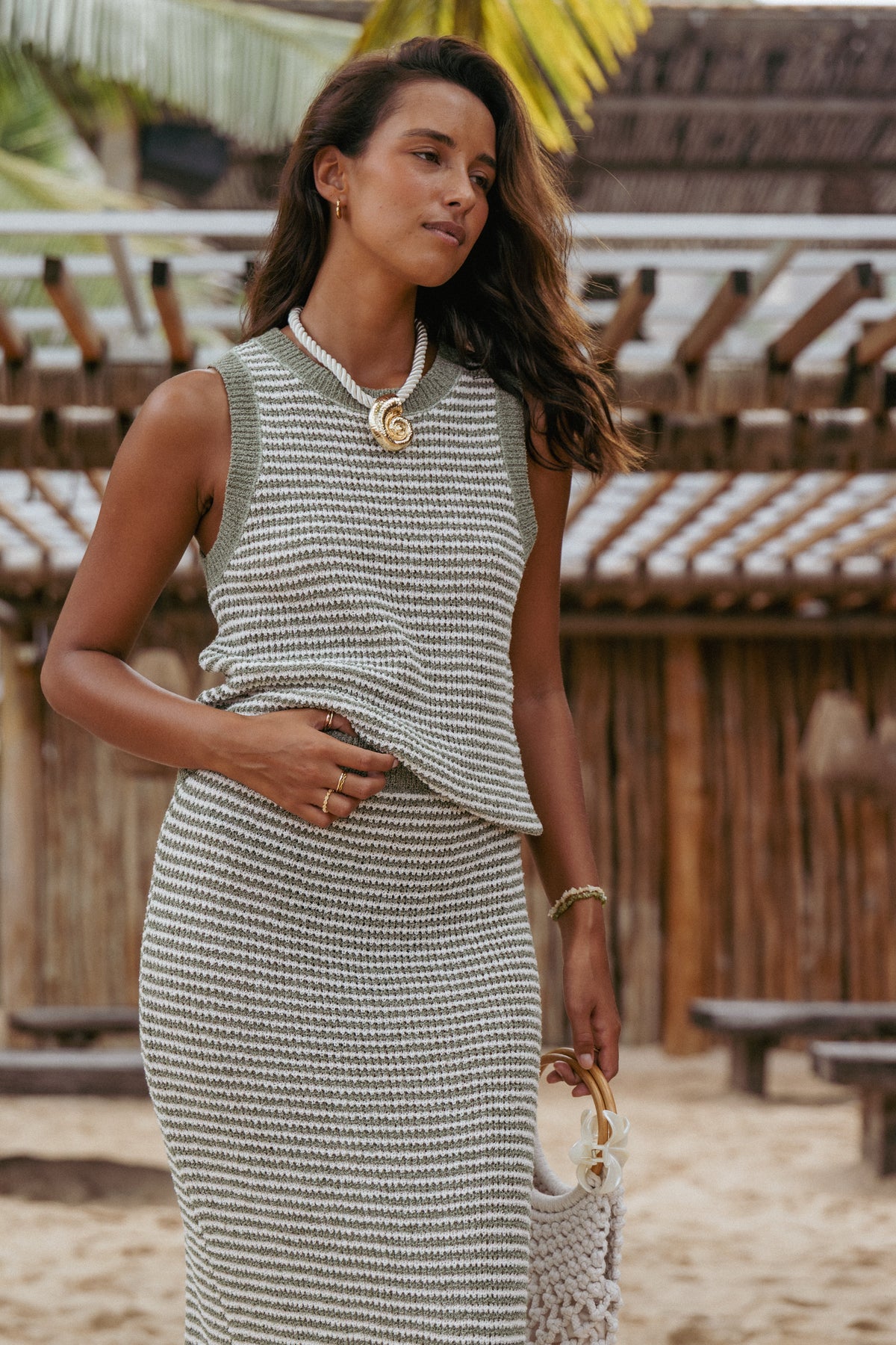 Arella Knit Top - Sage/Cream