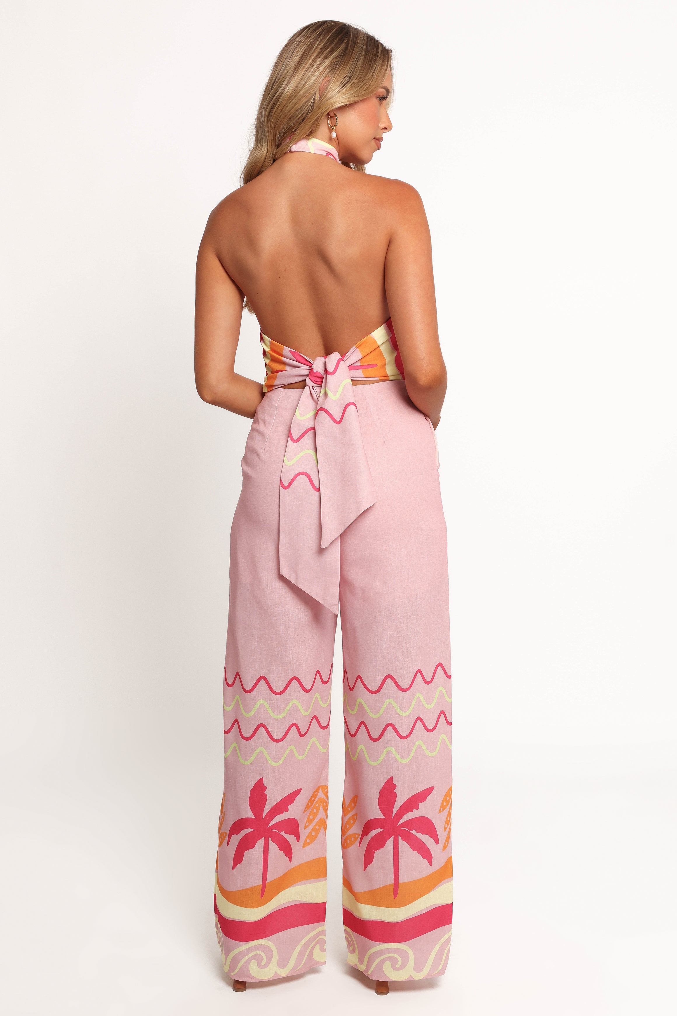 Aryn Halterneck Jumpsuit - Pink Palm