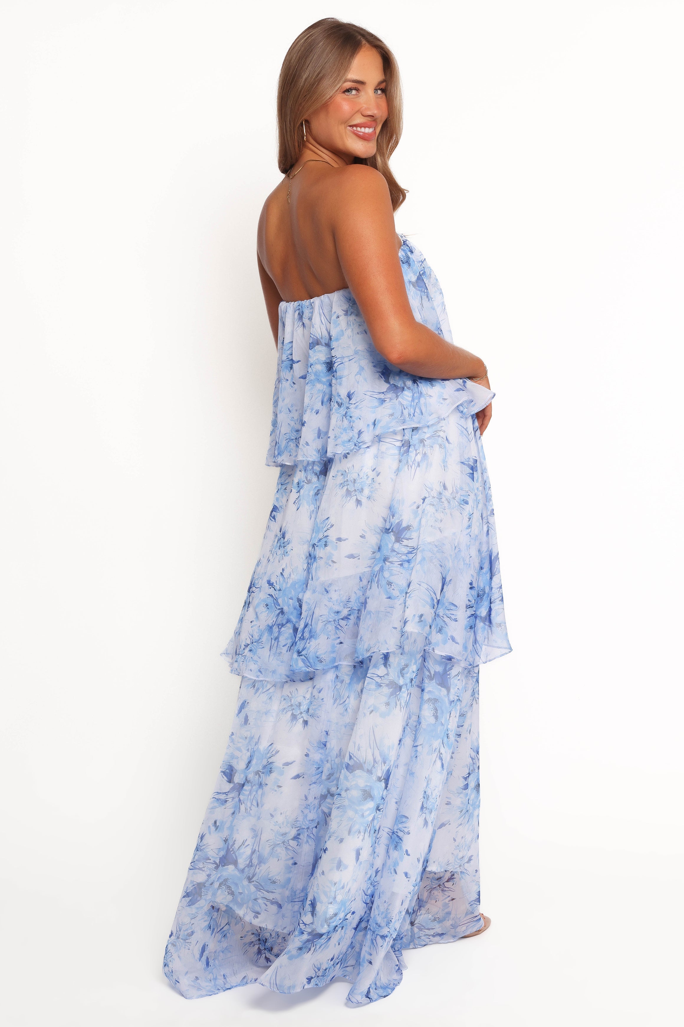Bloom Strapless Maxi Dress - Blue