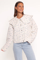 Blue Flower Denim Jacket - Off White