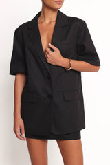 Brielle Short Sleeve Blazer Top - Black