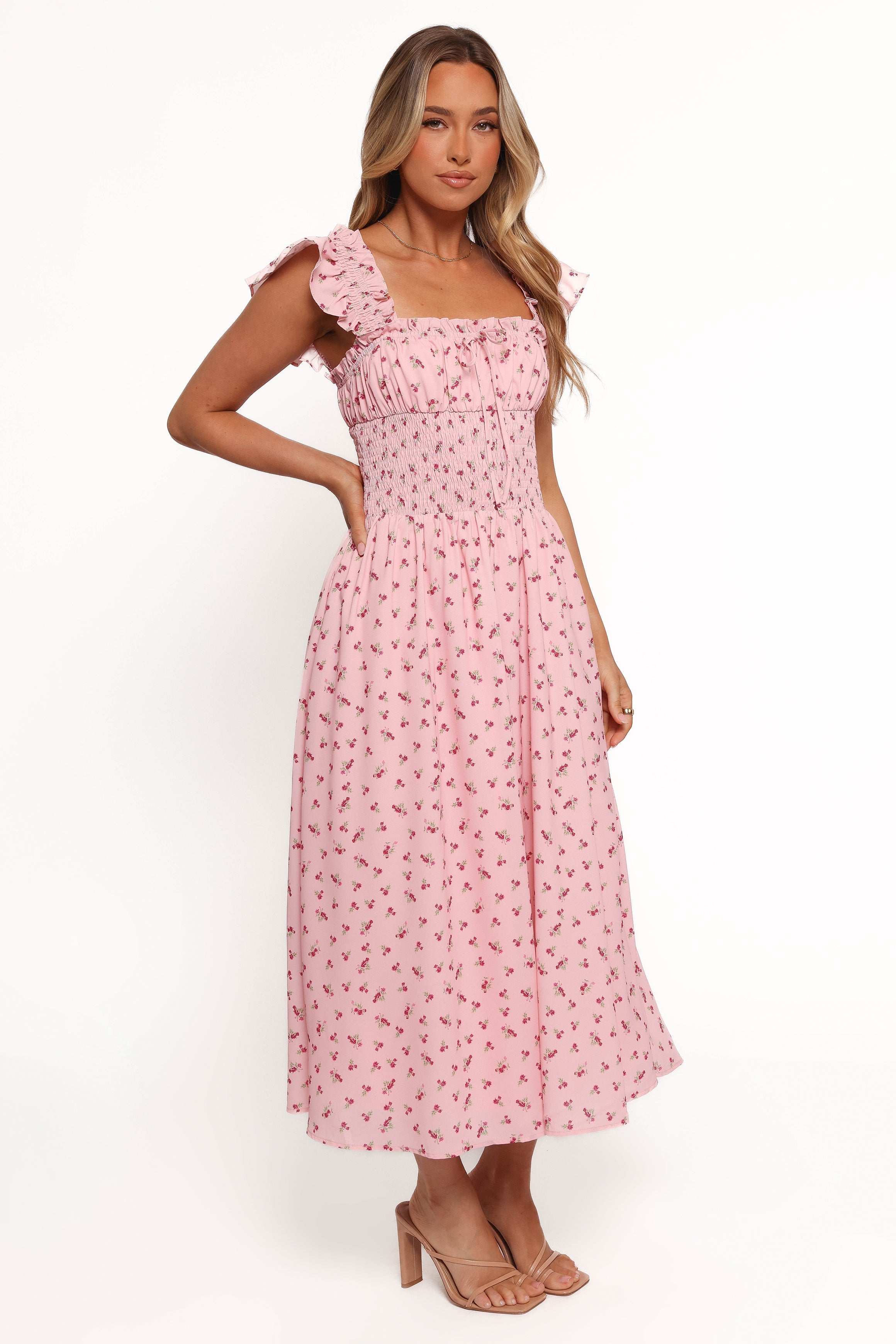 Bronte Midi Dress - Pink Floral