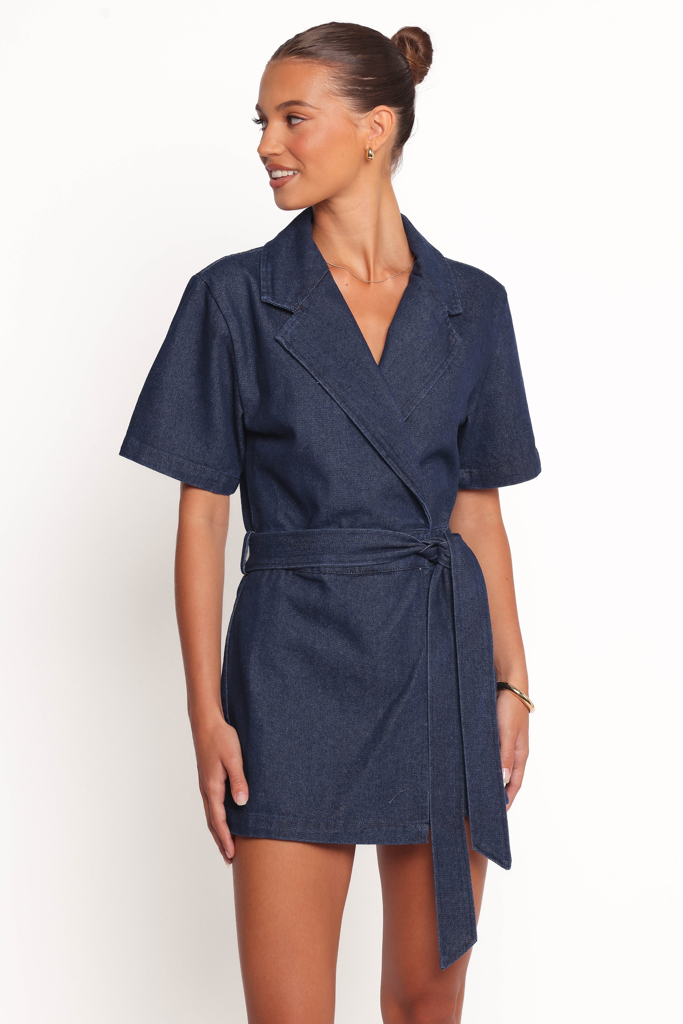 Bruna Denim Romper - Dark Wash