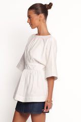 Camila Open Back Top - White