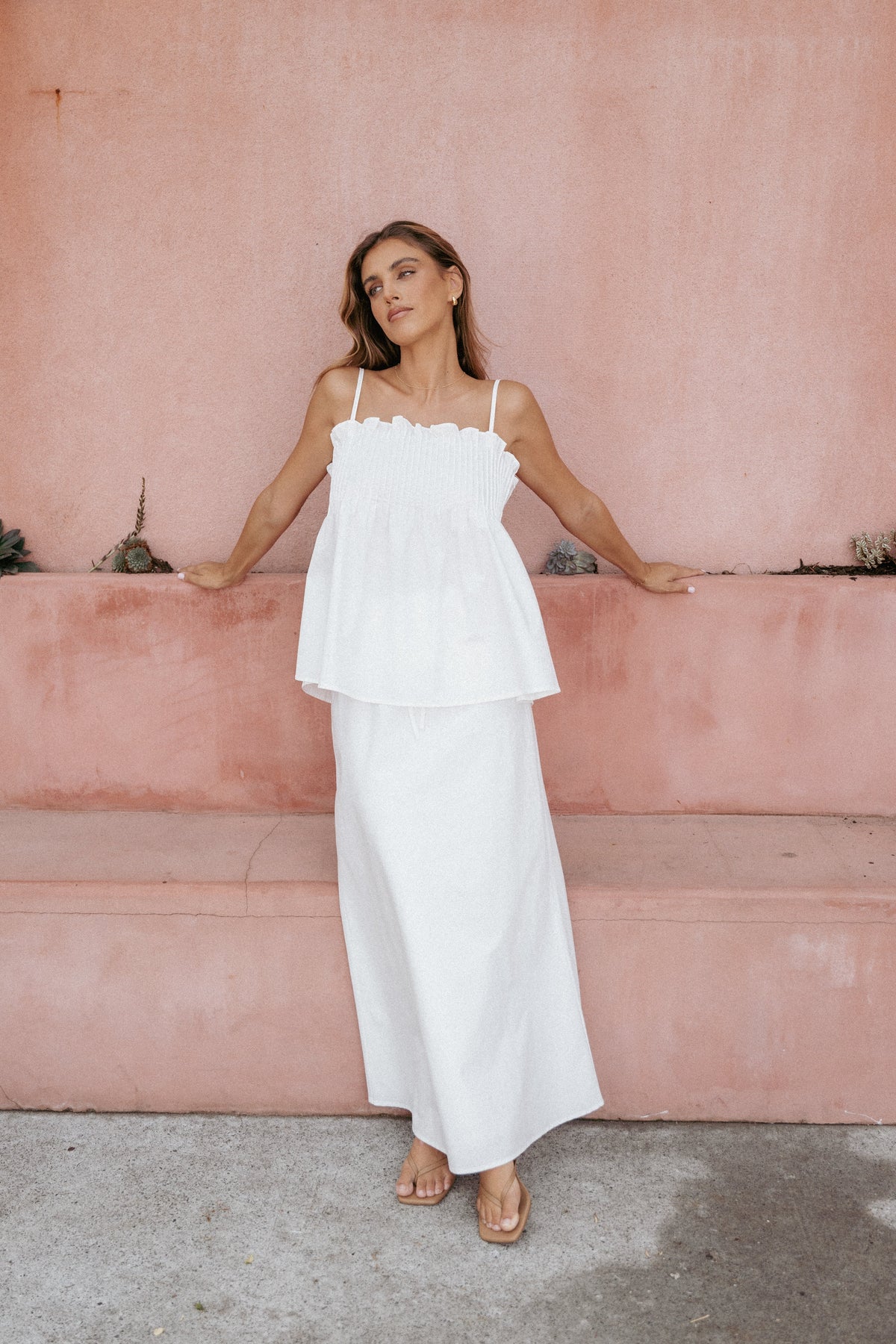 Elena Cotton Maxi Skirt - White