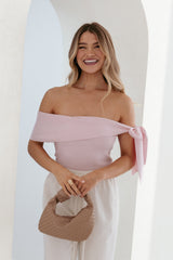 Charama Off Shoulder Knit Top - Pink