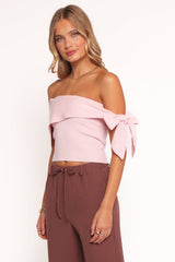 Charama Off Shoulder Knit Top - Pink