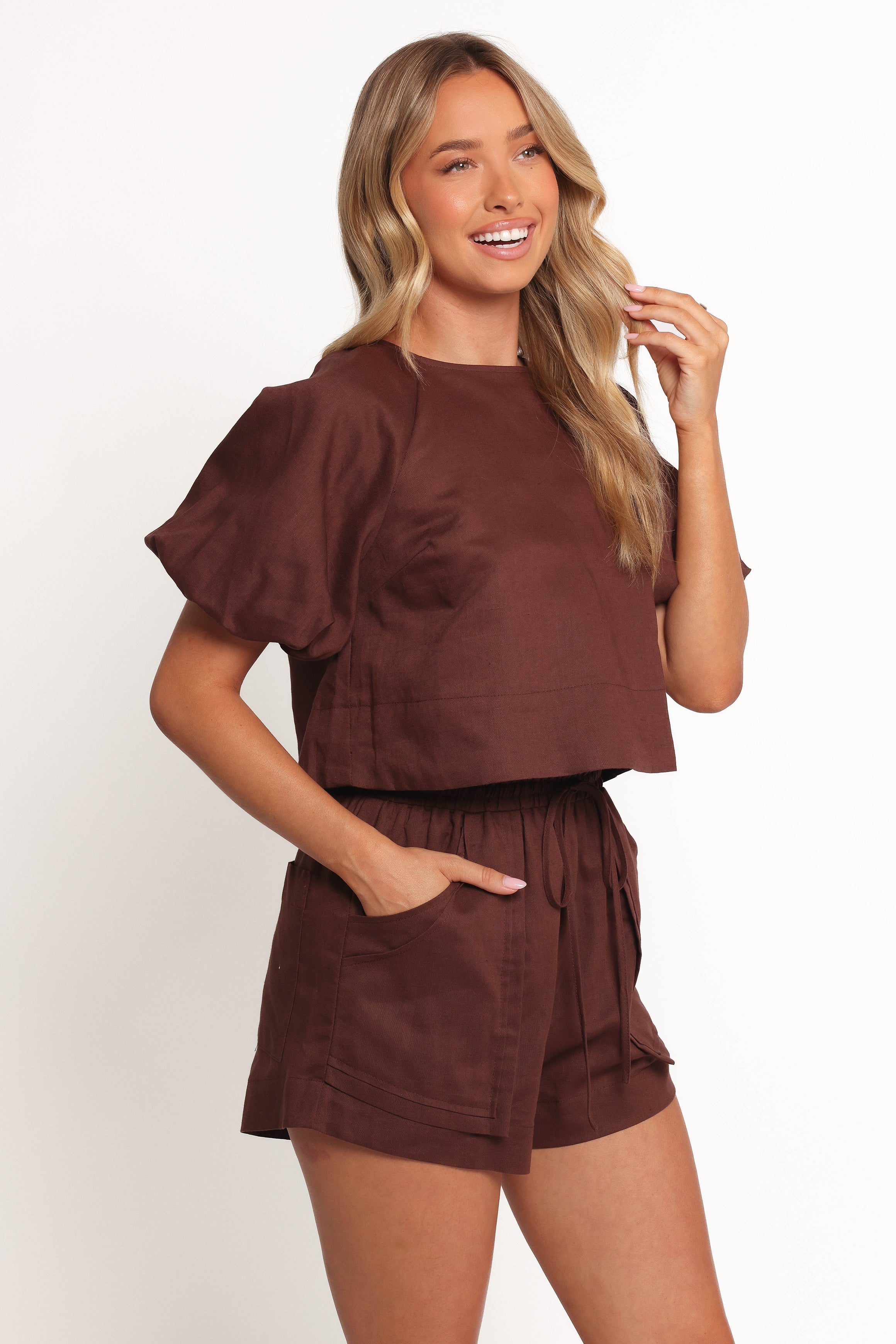 Chelsey Linen Set - Chocolate Brown