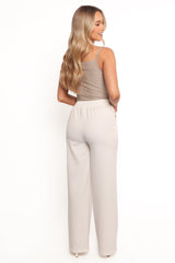 Cinch Wide Leg Crepe Pant - White
