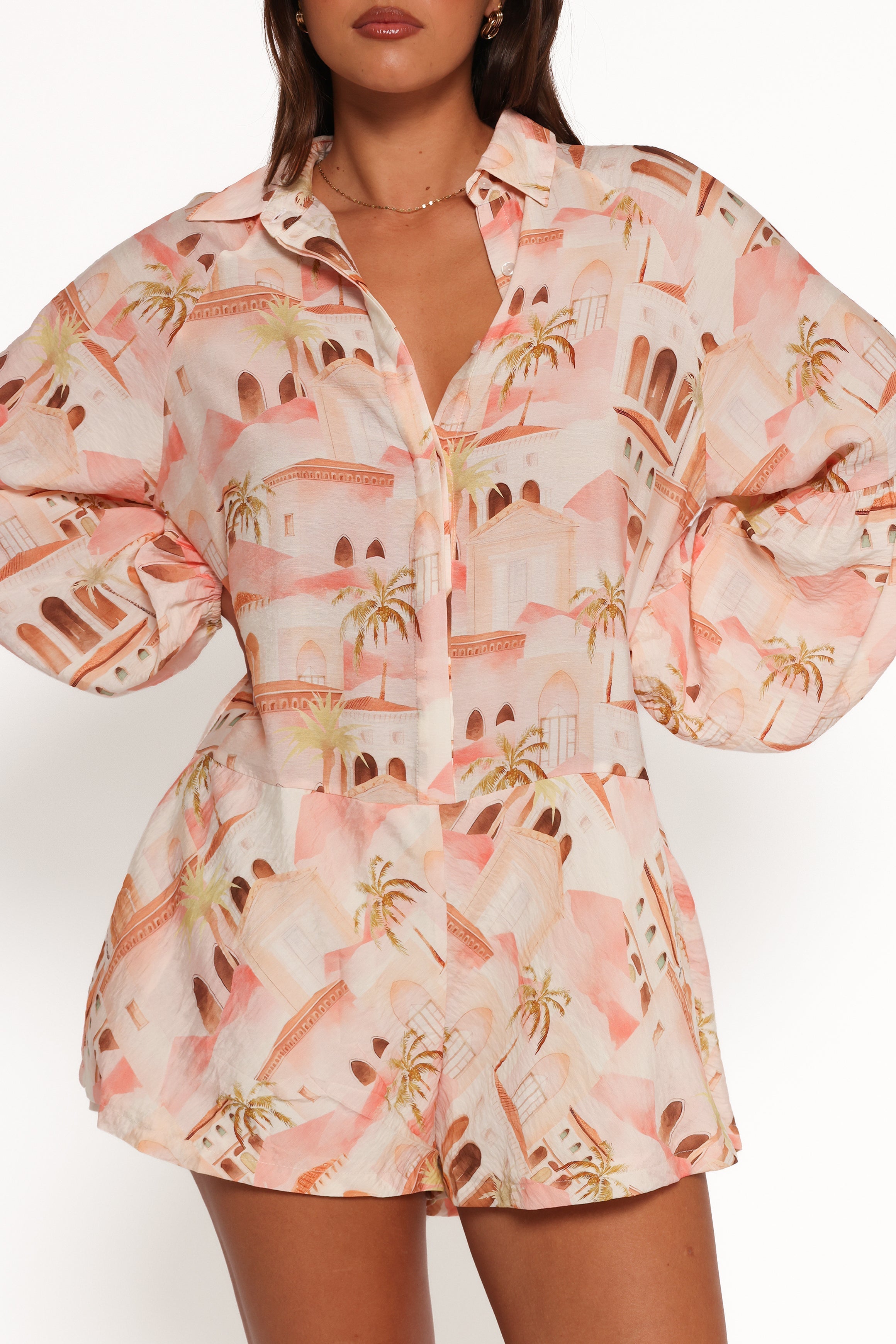 Cowper Romper - Tan Print