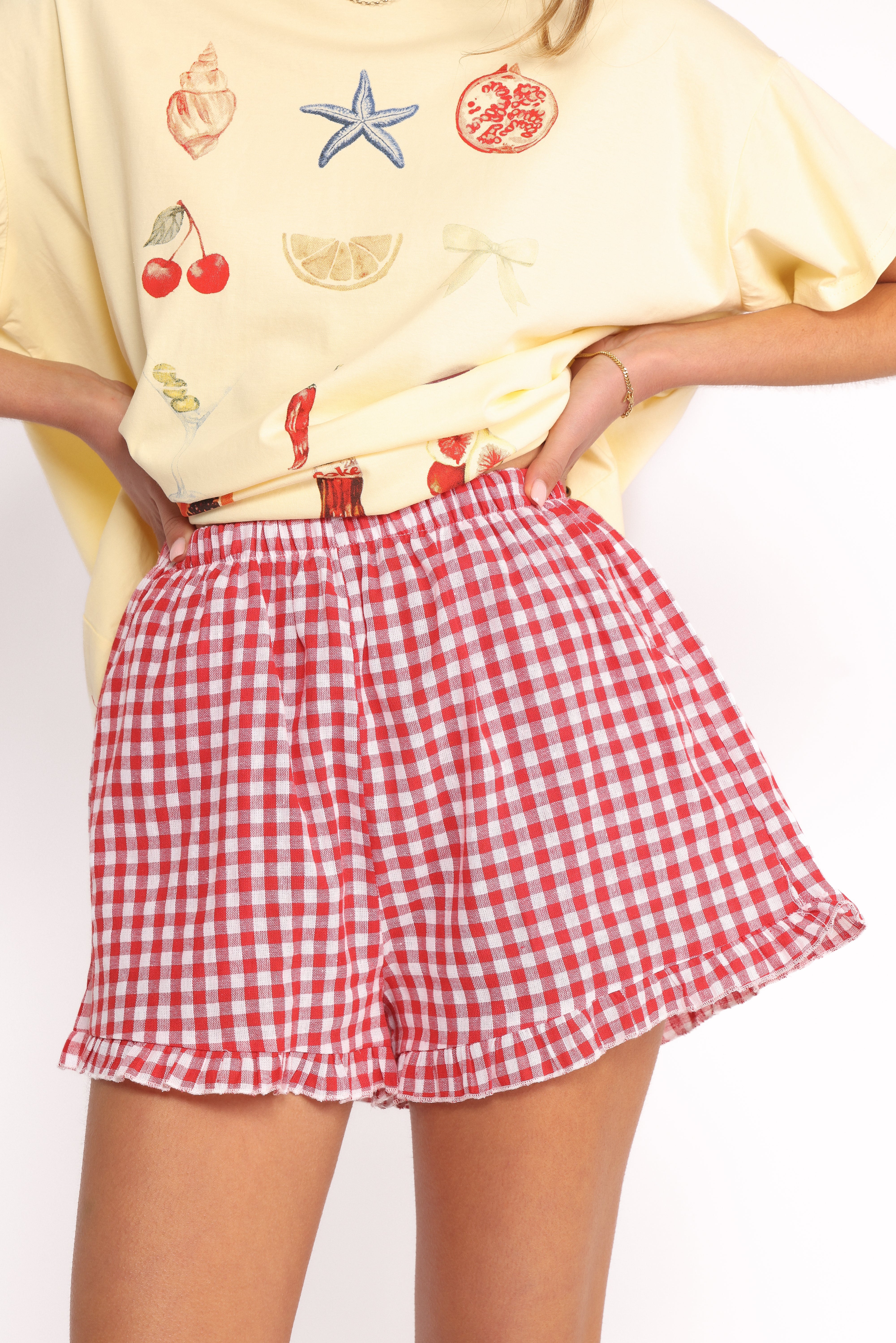 Daphne Short Set - Yellow Red Gingham
