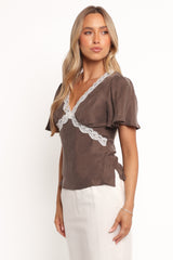 Elianna Top - Brown White