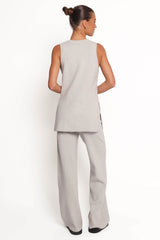 Ellory Knitted Pant Set - Light Grey