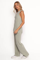 Ellory Knitted Pants Set - Light Sage