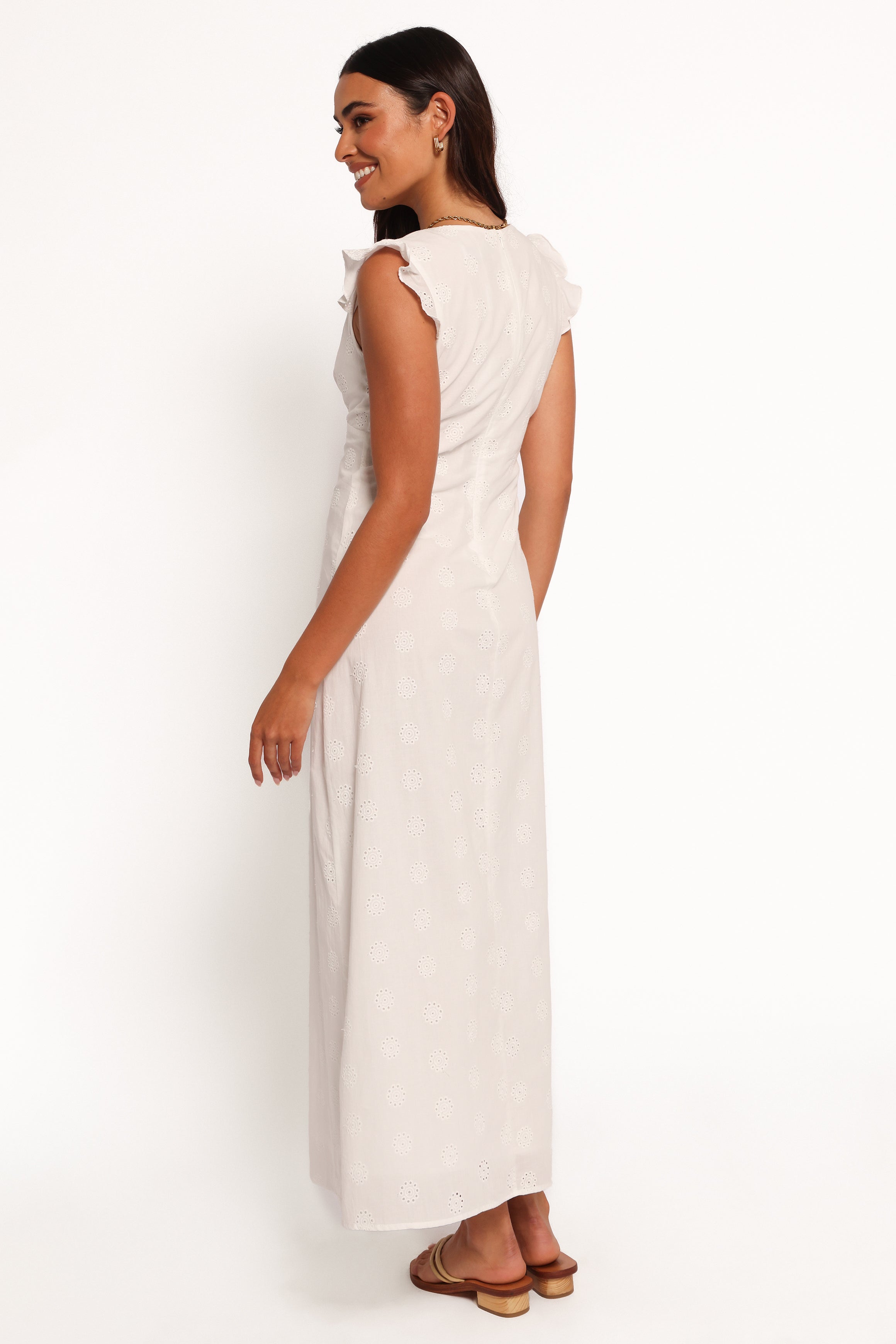Ensley Flutter Sleeve Maxi Dress - White