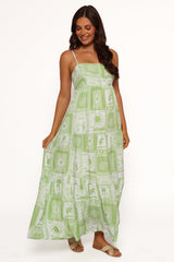 Eudora Maxi Dress - Green Print