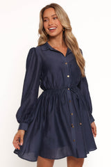 Everett Long Sleeve Mini Dress - Navy