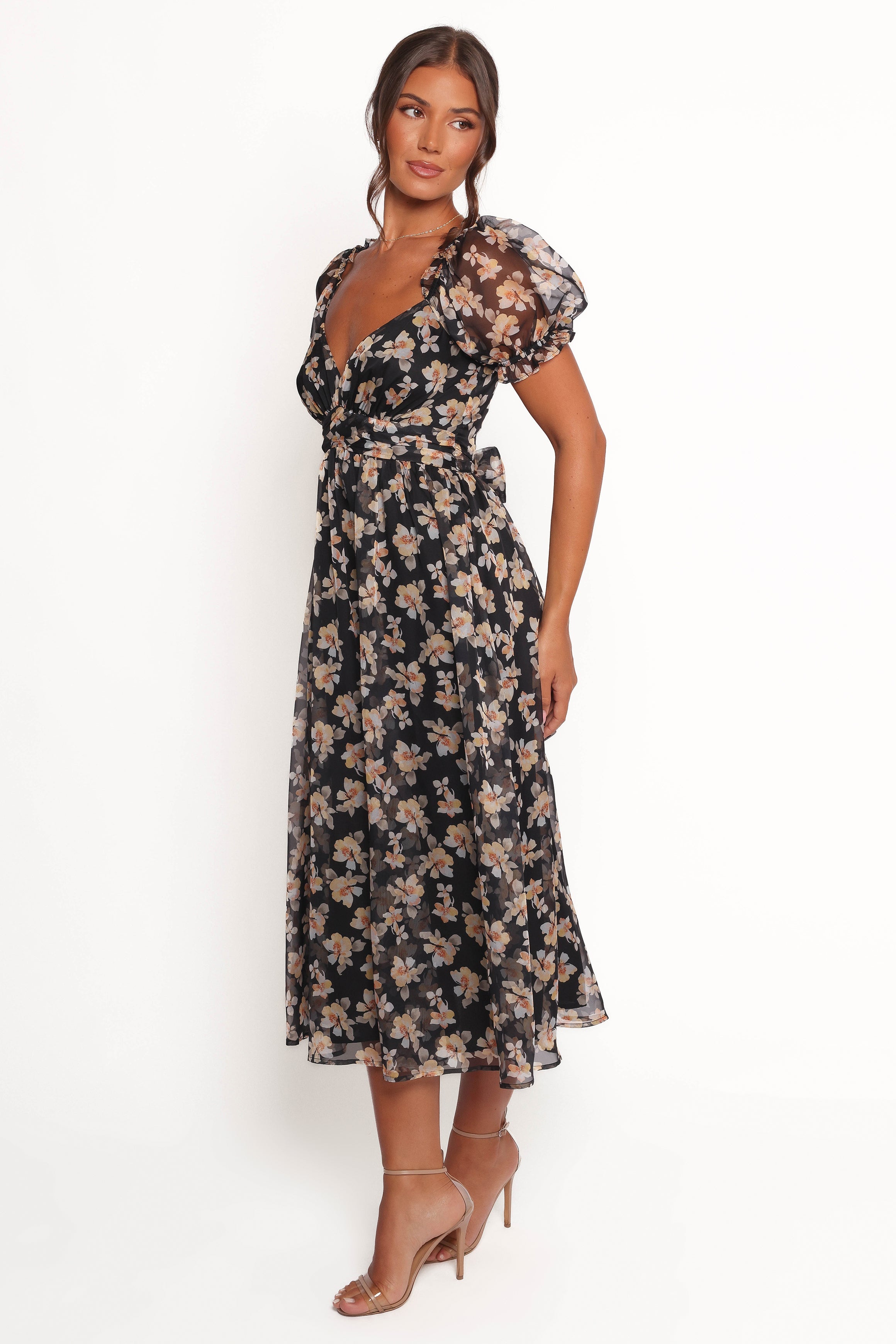 Farryn Maxi Dress - Black Beige Floral