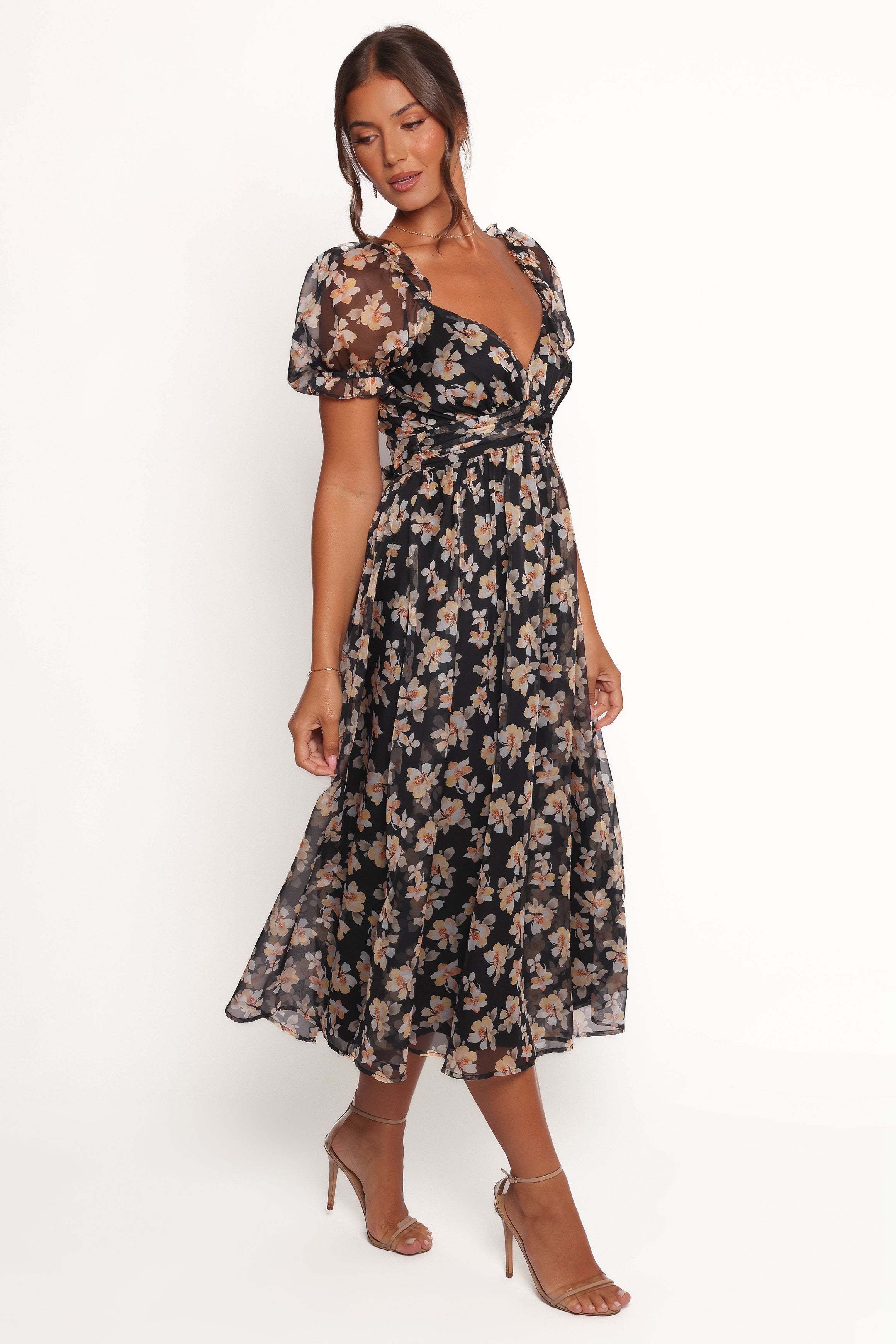 Farryn Maxi Dress - Black Beige Floral