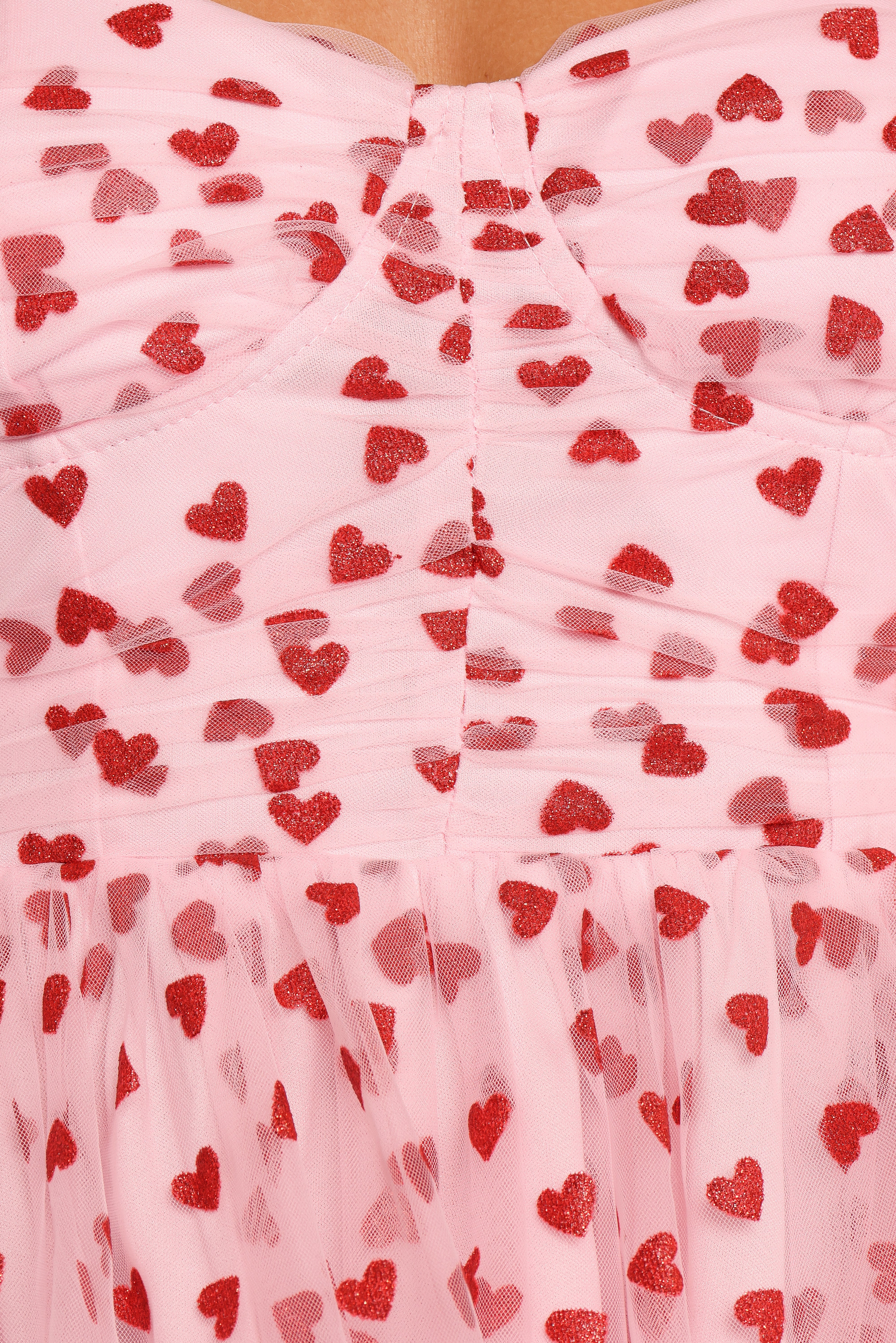 Floret Midi Dress - Red Hearts