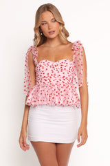 Floret Top - Red Hearts