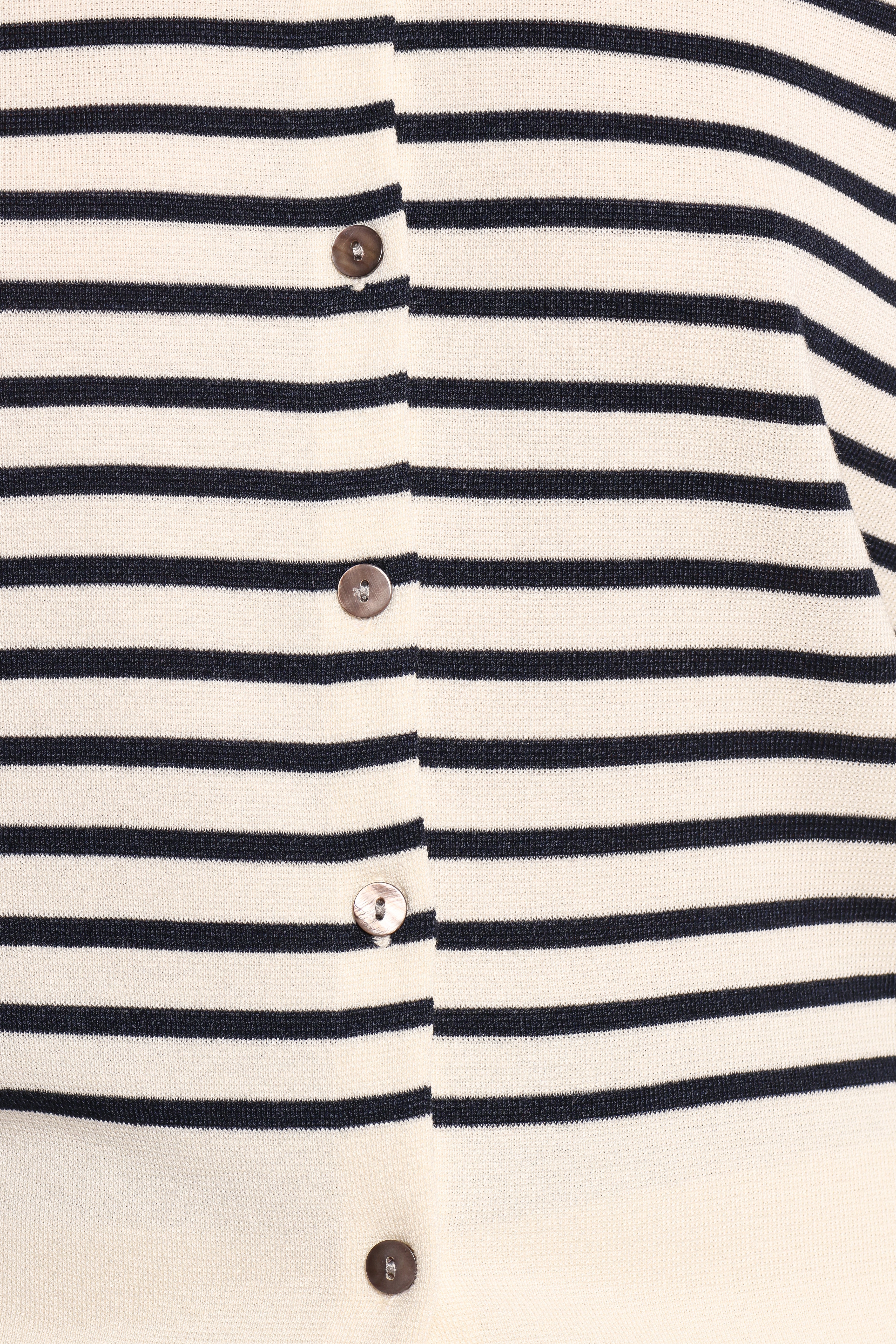 Gavi Button Front Striped Cardigan - Off White/Navy