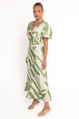 Ginevra Maxi Dress - Cream/Green