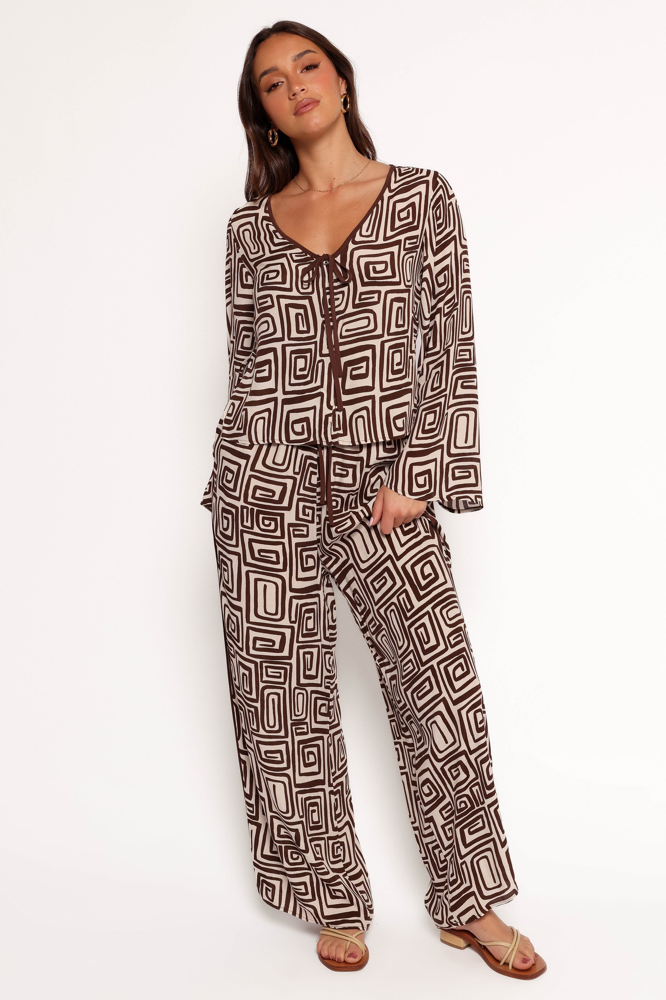 Imogen Pant - Chocolate Brown Print