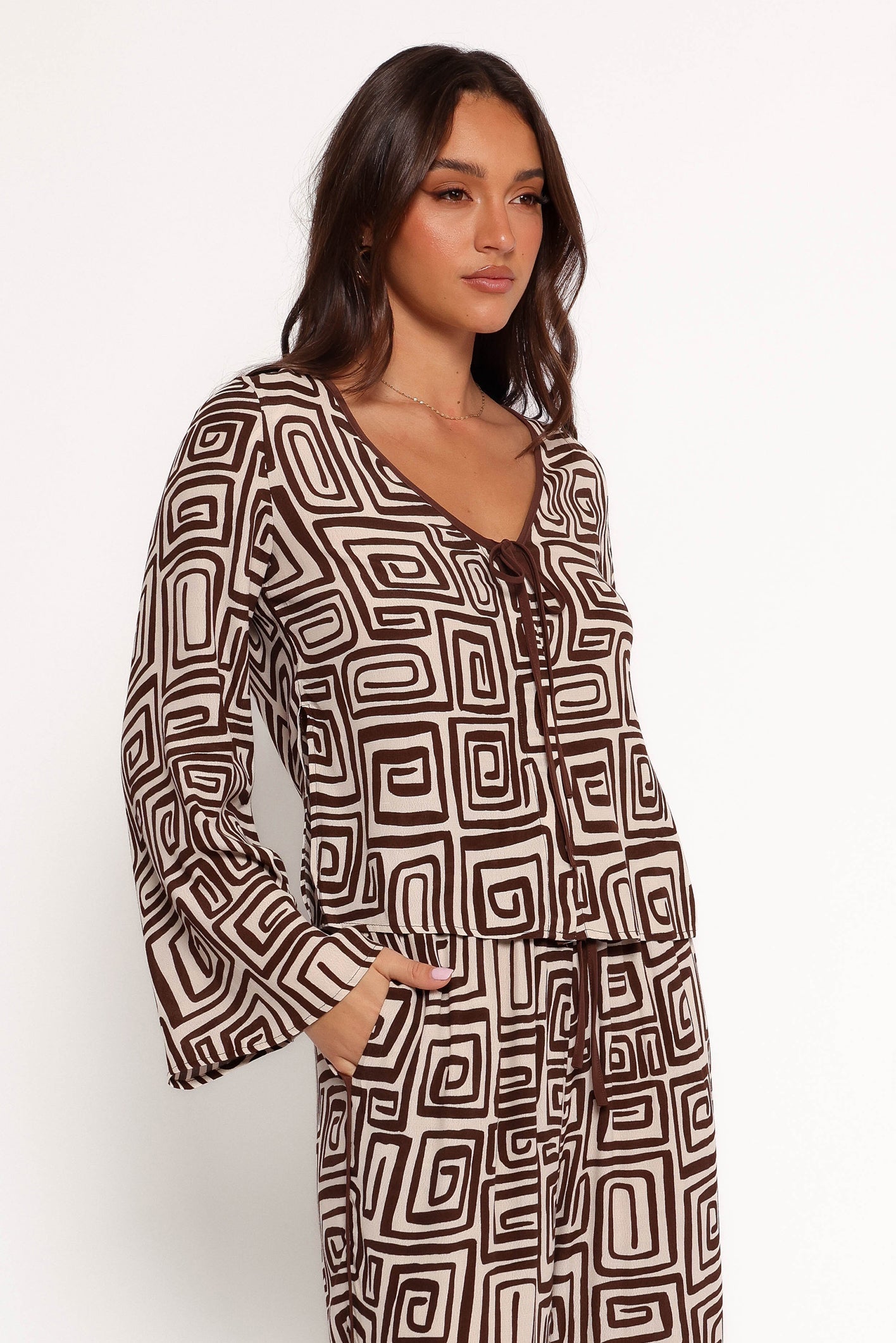 Imogen Top - Chocolate Brown Print