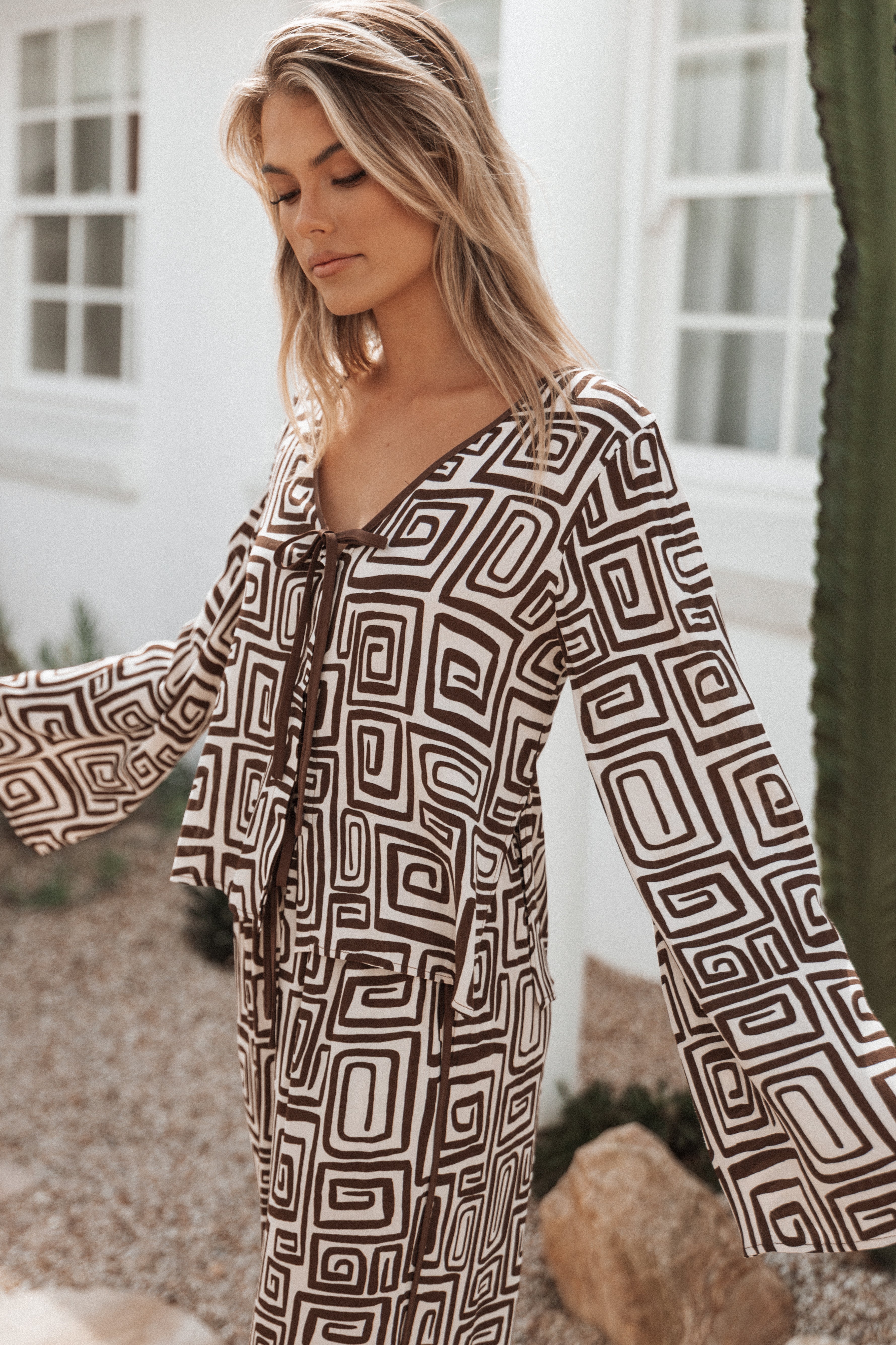 Imogen Top - Chocolate Brown Print