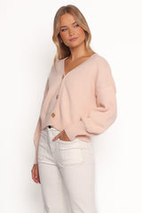 Isabel Button Front Cardigan - Pale Pink