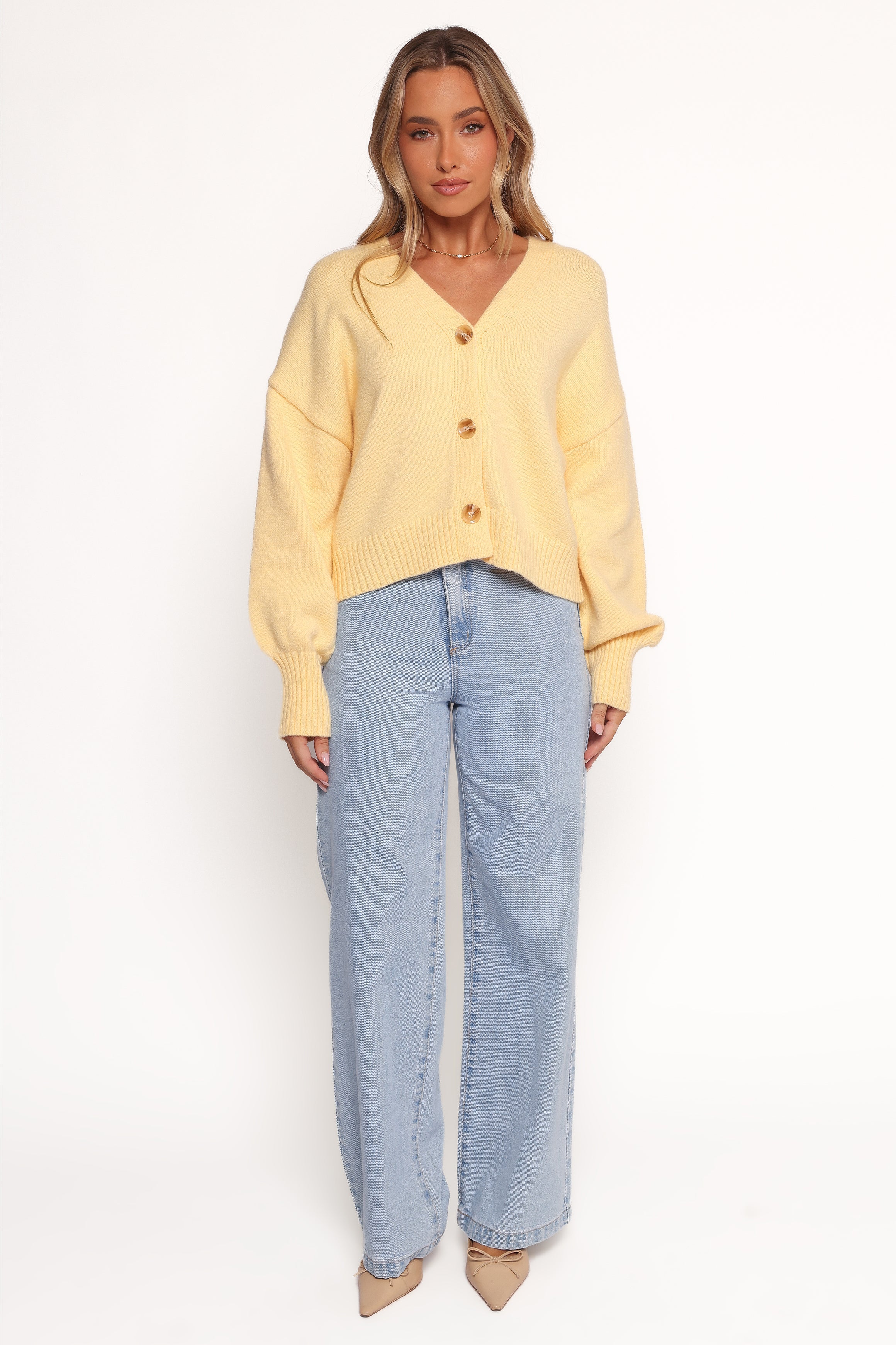 Isabel Button Front Cardigan - Yellow
