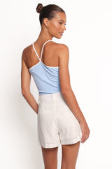 Jazzie Knit Tank - White Pale Blue