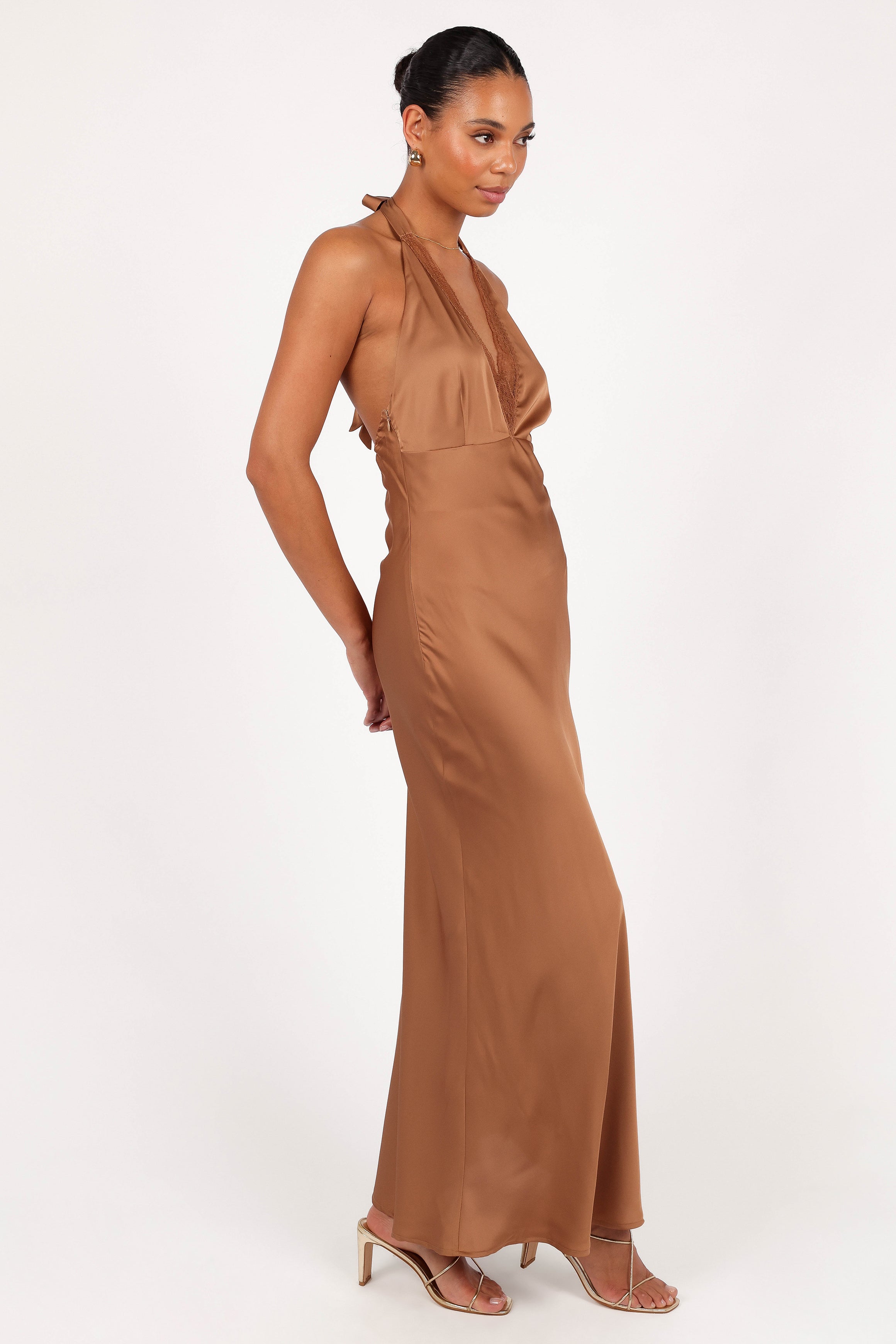 Kalina Halterneck Maxi Dress - Bronze
