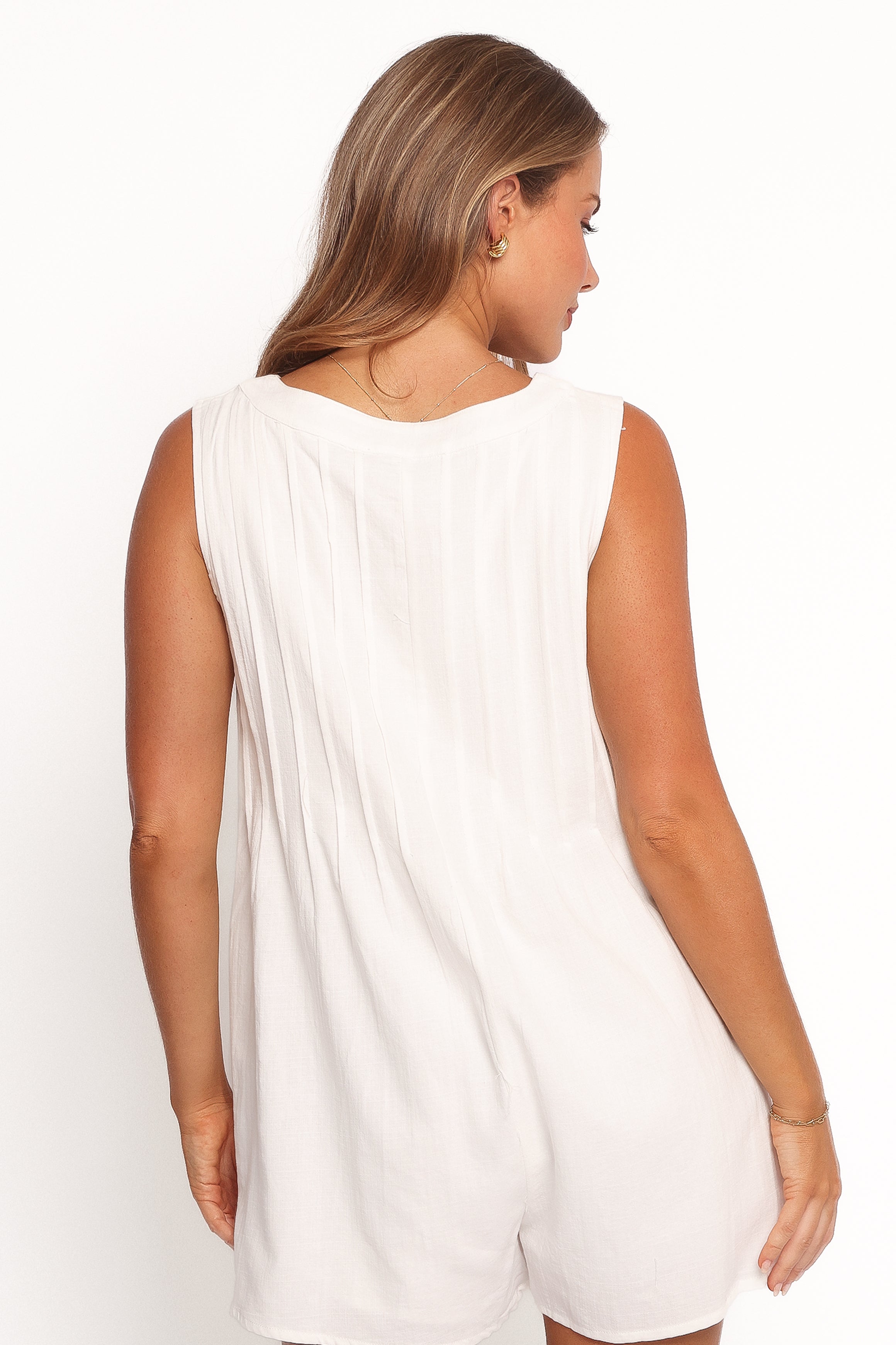 Kallie Tie Front Romper - White