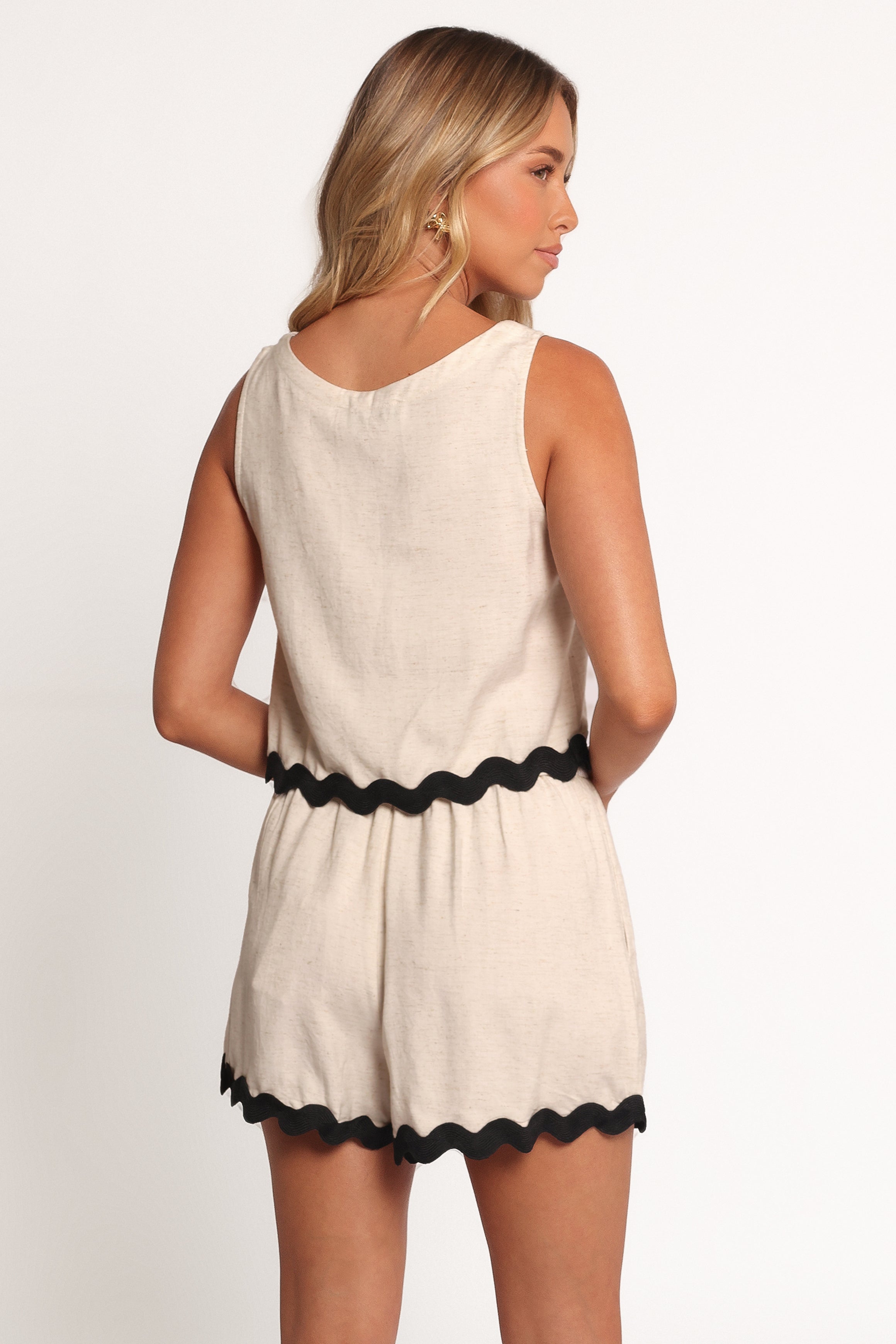 Katy Short Set - Cream Black