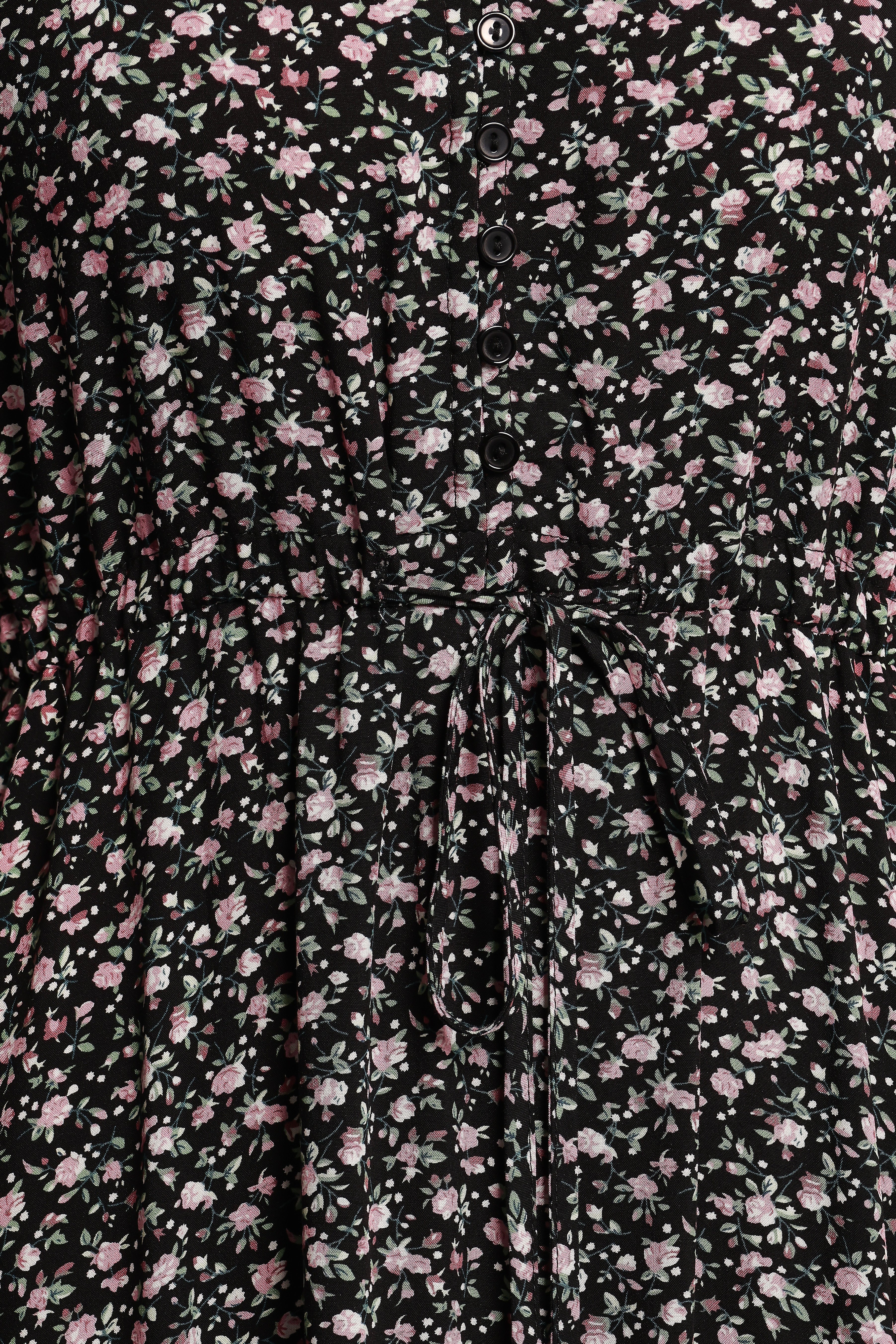 Kelda Dress - Black Rosebud Floral
