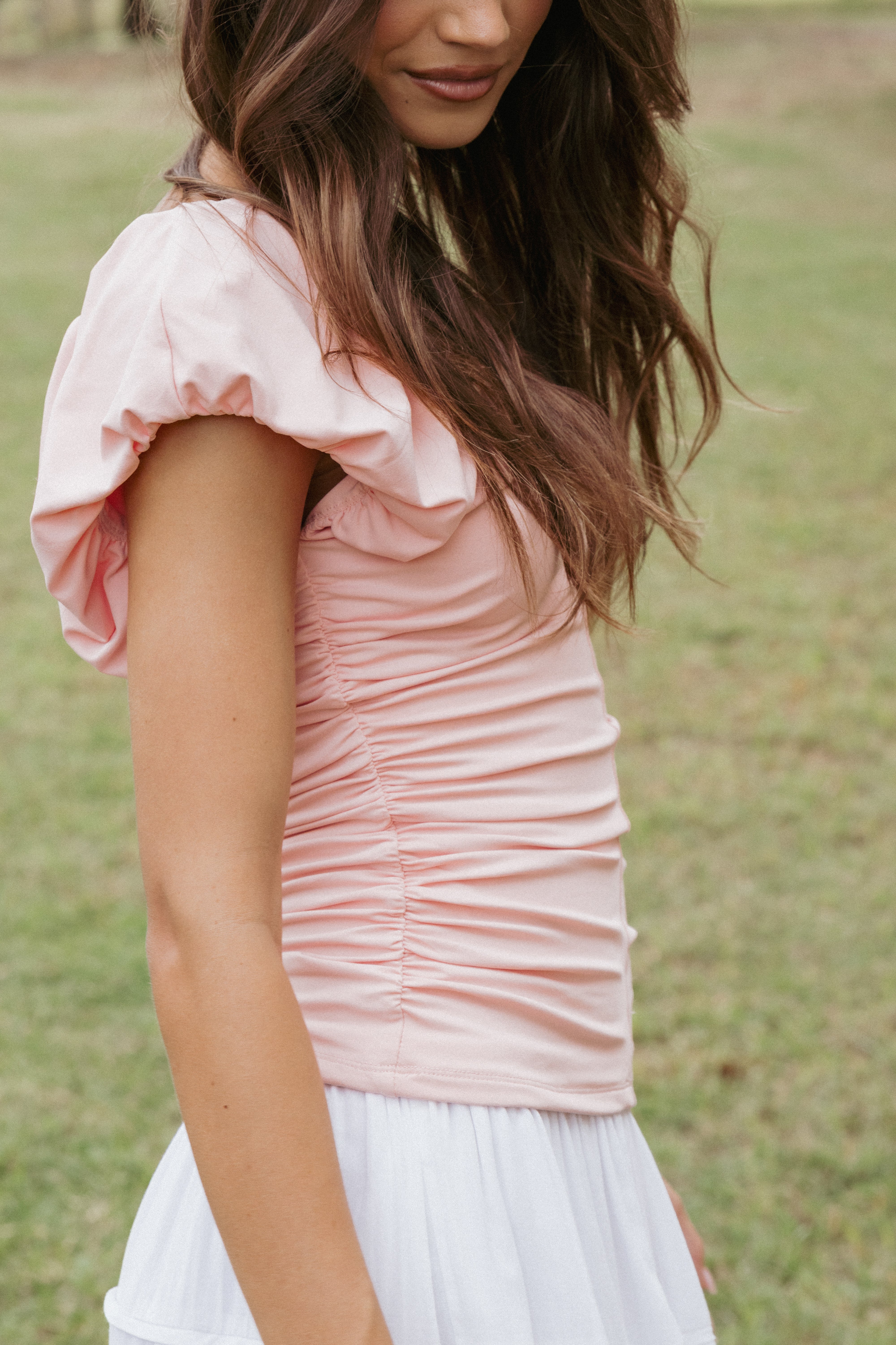 Kenzie Ruched Knit Top - Pink