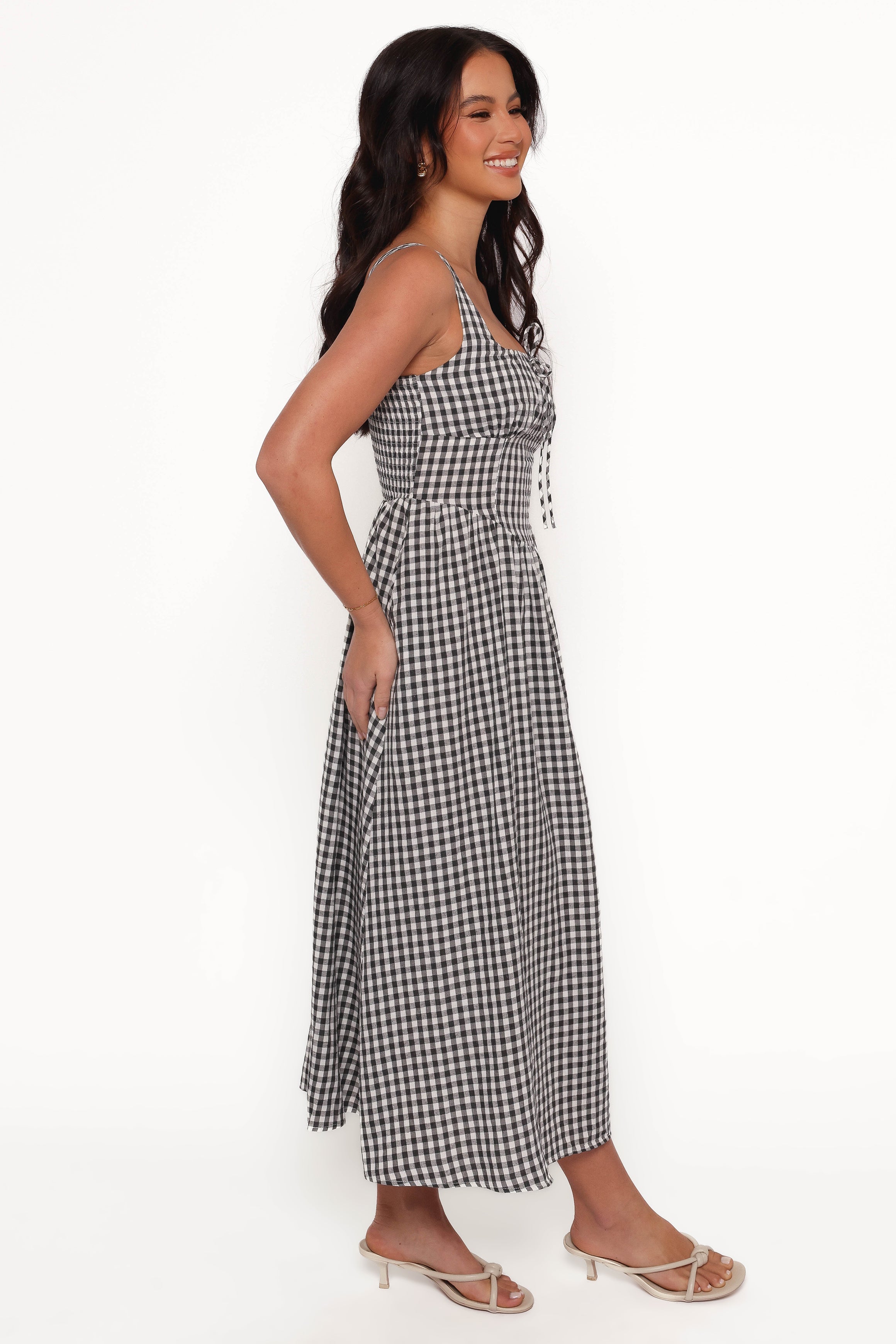 Kinslee Midi Dress - Black Gingham