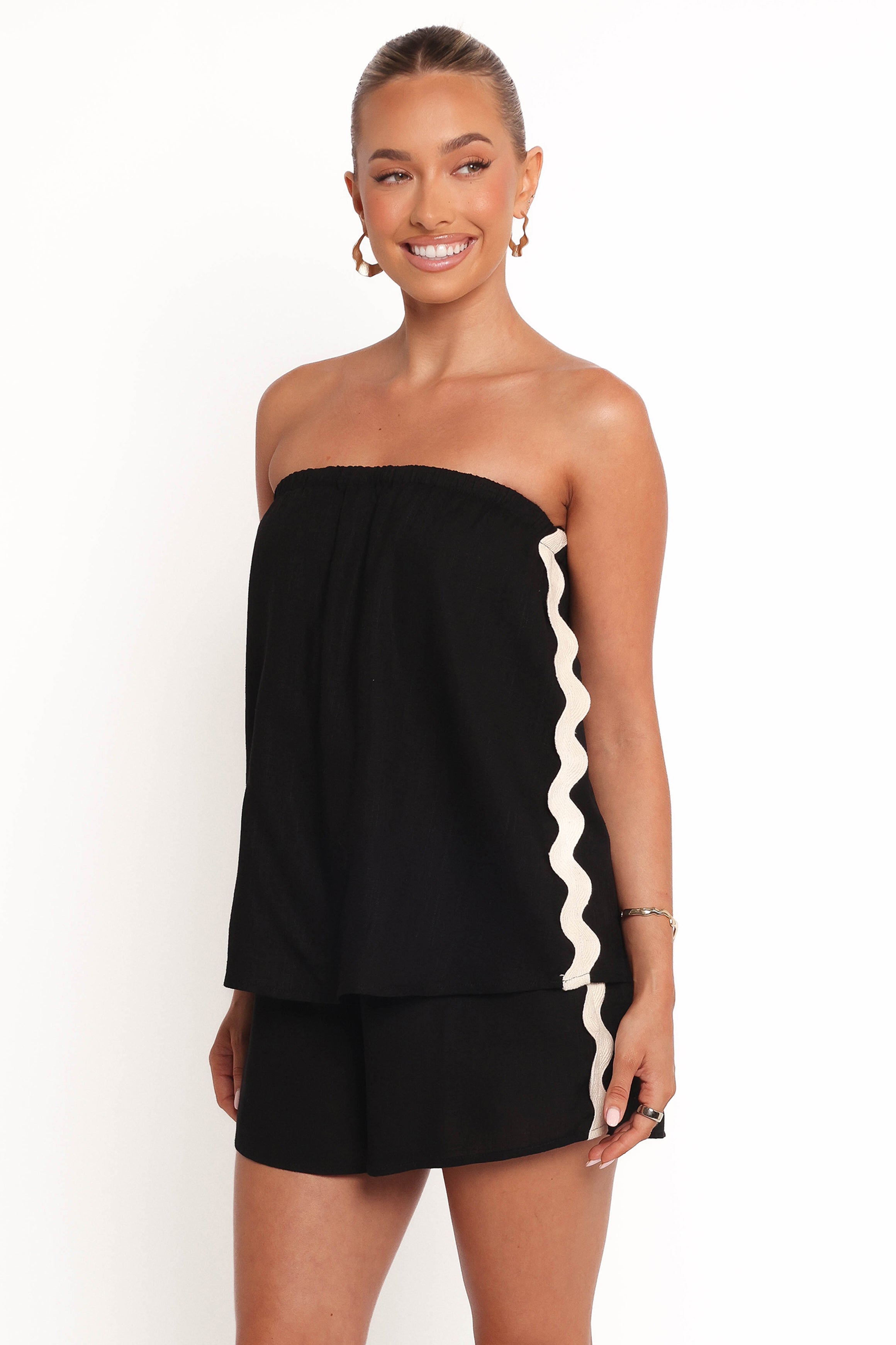 Kristia Strapless Playsuit - Black