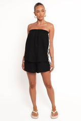 Kristia Strapless Playsuit - Black
