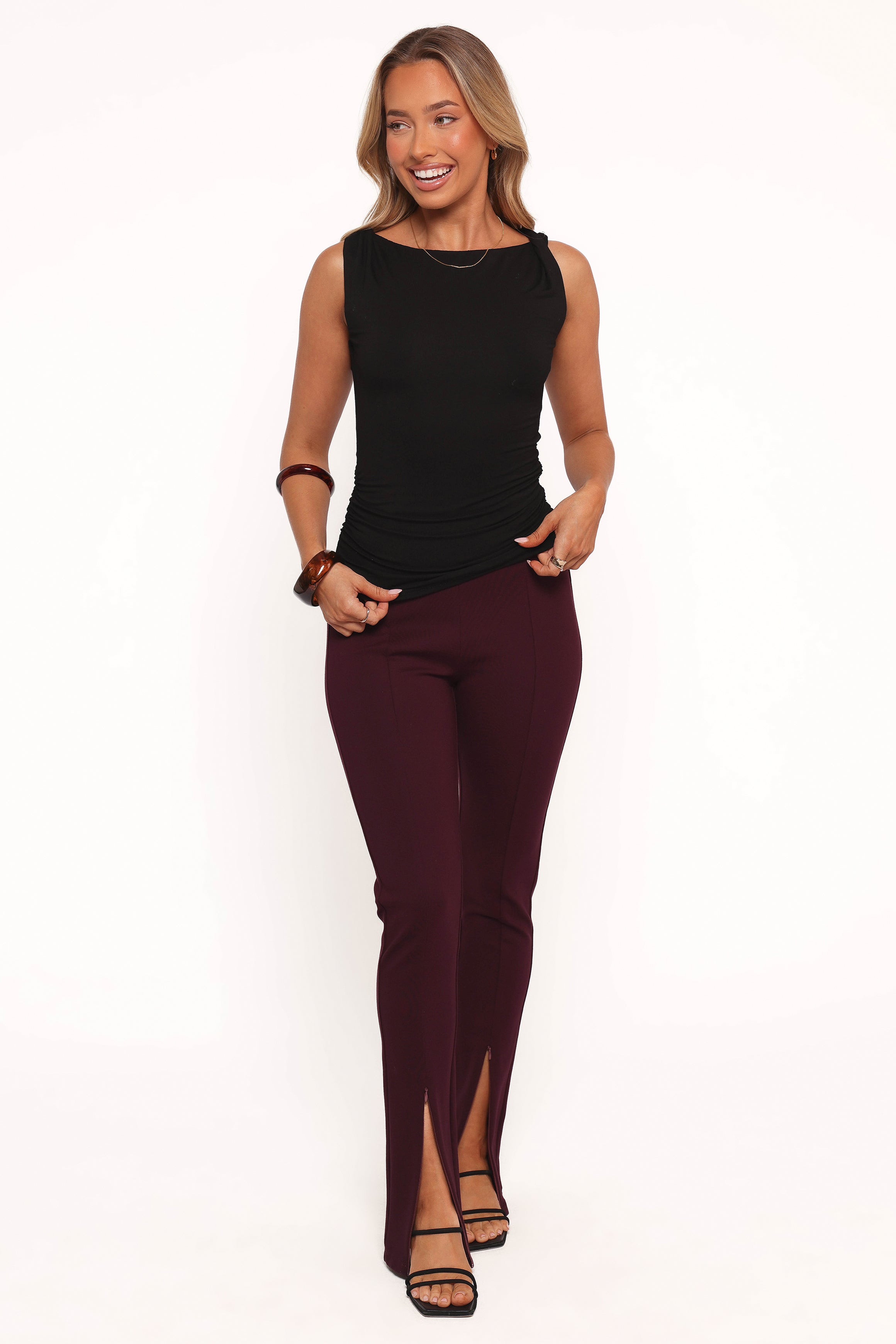 Lainey Twist Knit Top - Black