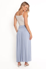 Lavia Ruched Knit Maxi Skirt - Soft Blue