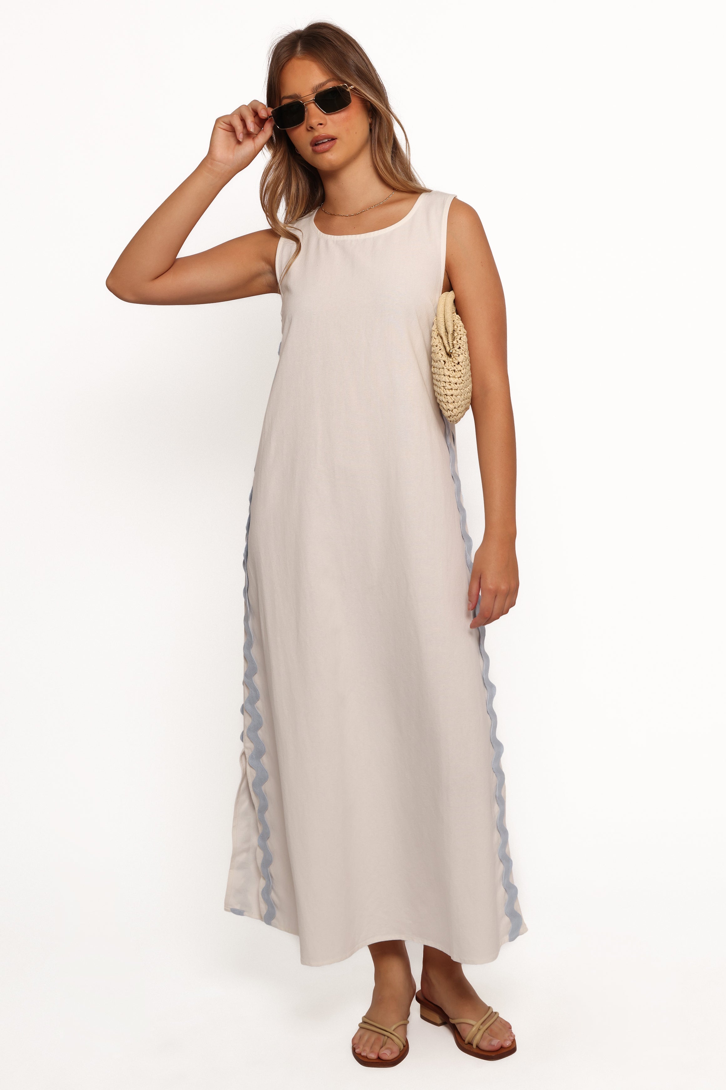 Lennie Midi Dress - Cream Blue