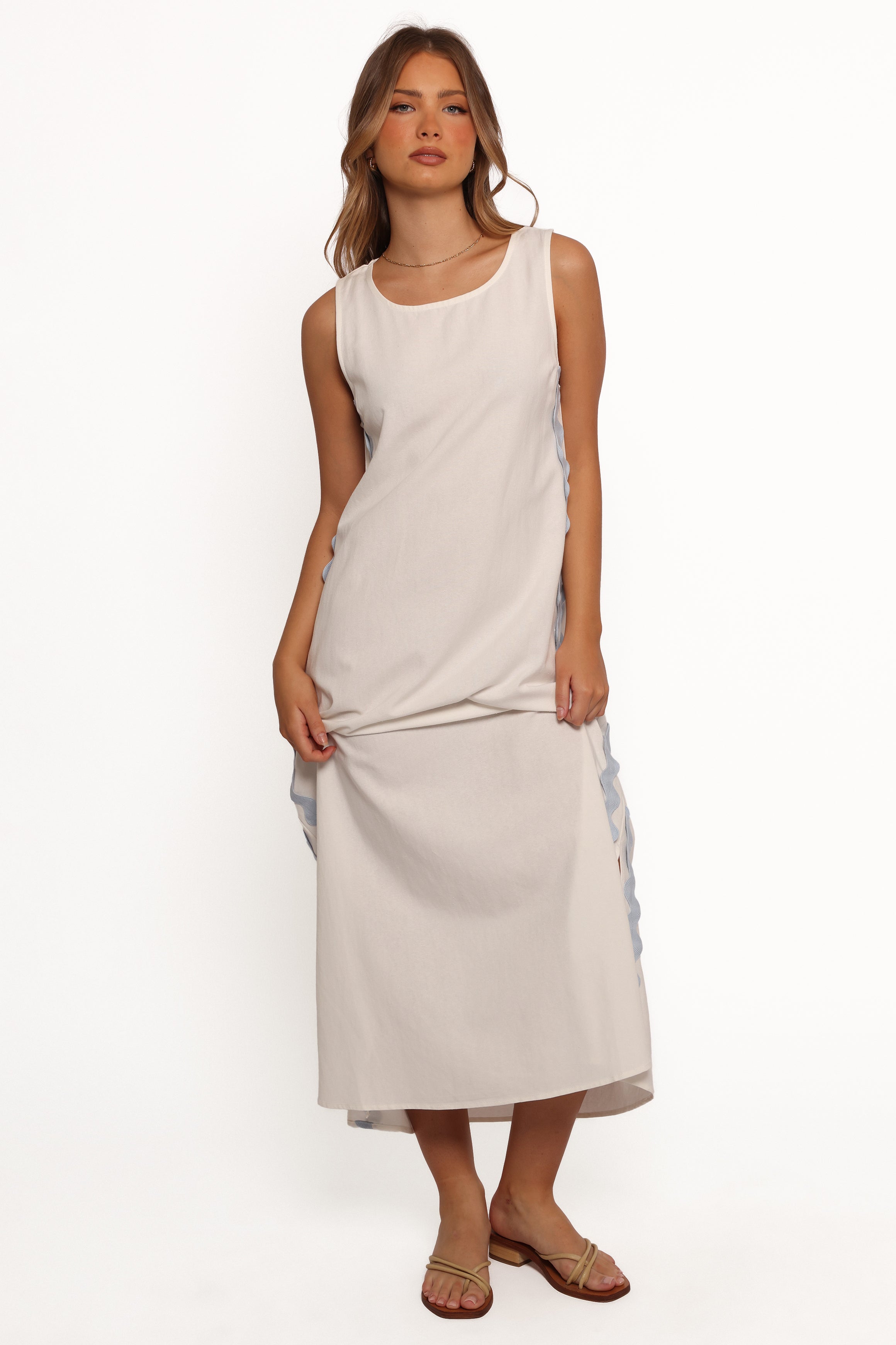 Lennie Midi Dress - Cream Blue