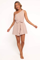 Levana One Shoulder Romper -  Beige