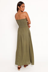 Linsey Strapless Midi Dress - Olive Green