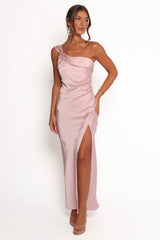 Lolana Draped One Shoulder Dress - Pale Pink